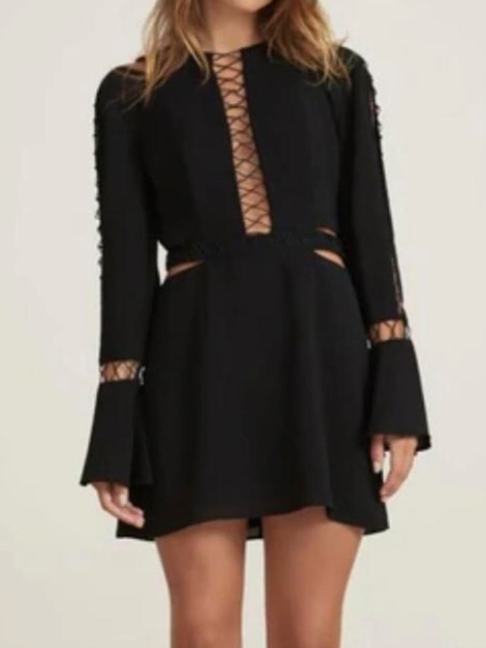Finders Black Borderline Cutout Dress, Size Medium